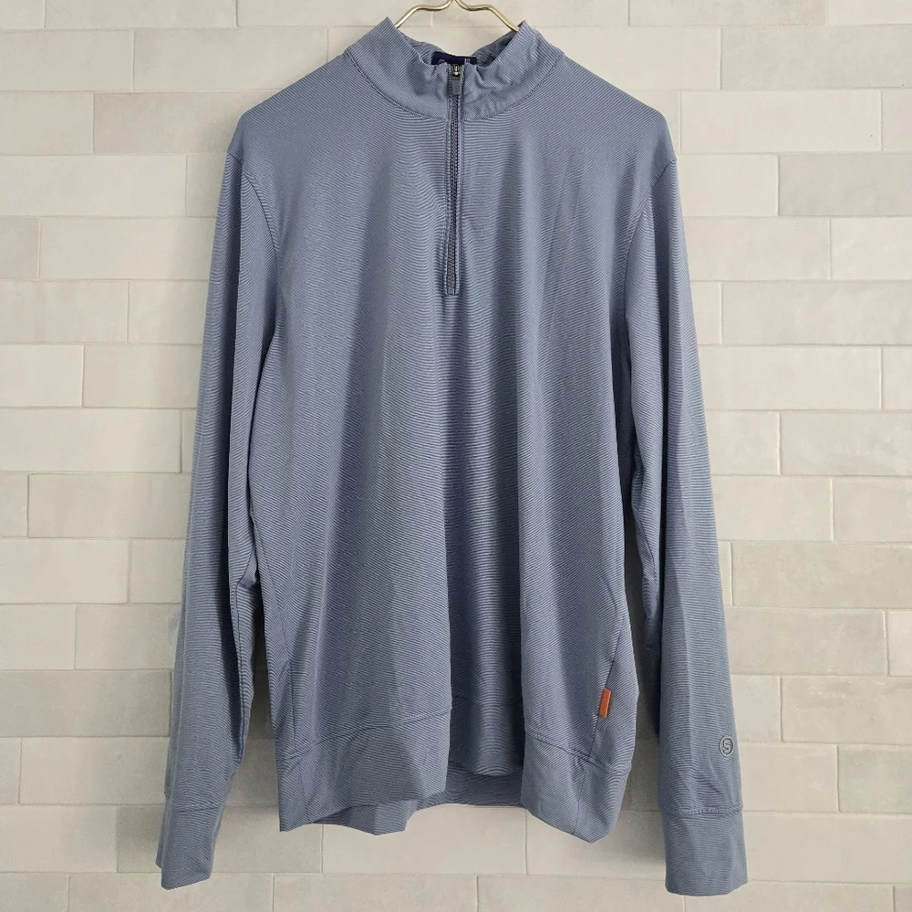 Stitch Men's Blue Stripe Scout 1/4 Zip Pullover Golf Jacket 211SA3000 Size M - Picture 1 of 6